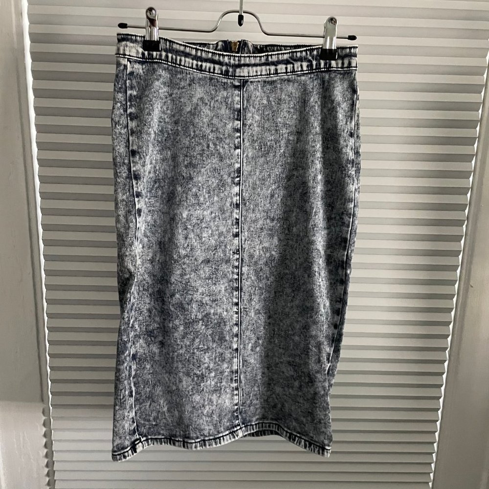 Acid Wash Denim Pencil Skirt